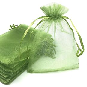 100pcs 4x6 Inches Drawstrings Organza Gift Candy Bags Wedding Favors Bags (Grass Green)