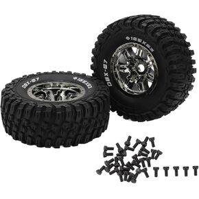 RC Rubber Tire Set, 2pcs/Set RC Wheels and Tires, 165mm/6.5in Diameter Wheel Tire for ZD Racing 1/7 DBX‑07 RC Car Upgrade Part RC Car Tires RC Accessories(Titanium)