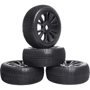 4Pcs 17mm Hex 1/8 Buggy Wheels and Tires with Foam Inserts, Height 115mm/4.53inch