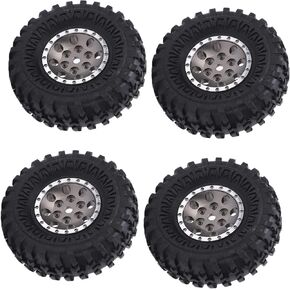 RC Rubber Tire Kit 55mm Alloy Rims with Brass Combiner for SCX24 AXI90081 AXI00001 AXI00002 1/24 RC Car 4pcs/Set 2 Colors()