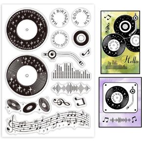 GLOBLELAND Music Clear Stamps Record Silicone Clear Stamp Seals Music Diary Transparent Stamps for DIY Scrapbooking Cards Making Photo Album Journal Home Decoration
