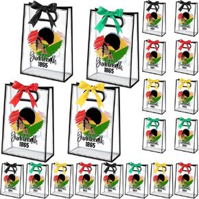 Sweetude 20 PCS أكياس هدايا Junetesteh Happy مع Die Cut Handles حقيبة هدايا من البلاستيك Junete11 مع شريط في 19 يونيو African American Independence Barty Taving ، 7 × 10 × 3.15 بوصة