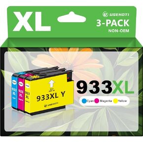 خراطيش حبر 933XL لطابعات HP متوافقة مع HP 933XL حبر خراطيش حزمة التحرير والسرد مع HP Officejet 6100 6600 6700 7110 7612 7610 7510 الطابعة (Cyan ، Magenta ، أصفر ، 3 حزمة)