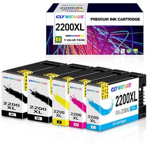 5 حزمة 2200XL خراطيش حبر البديل لـ Canon PGI-2200XL PGI2200 XL متوافق مع MAXIFY IB4120 IB4020 MB5020 MB5120 MB5320 MB5420 (2Black ، Cyan ، Magenta ، أصفر))