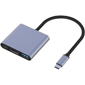محول USB C إلى HDMI 3 في 1 محول HDMI إلى USBC رقمي AV متعدد المنافذ، محول USB من النوع C إلى HDMI 4K، USB-A 3.0، 100 واط PD لجهاز MacBook Pro/Air، iPad Pro، Dell XPS 13/15/17، إتش بي، لينوفو ثينك باد