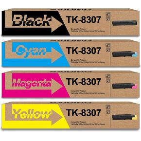 SAIDING High Yield TK8307 TK-8307 Toner Cartridge Replacement for TK-8307K TK-8307C TK-8307M TK-8307Y for Kyocera Mita Taskalfa 3050ci 3550ci 3051ci 3551ci Printer(Black Cyan Magenta Yellow,4 Pack)