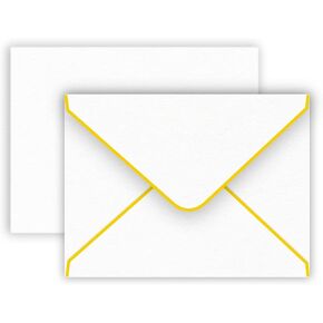 50 Pack 4x6 Luxury Envelopes with Gold Border - Ideal for Wedding, Graduation, Birthday Invitations (White)