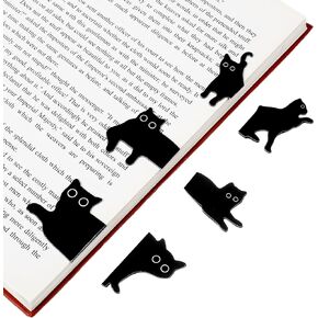 Black Cat Bookmarks for Women,6 Pcs Magnetic Bookmarks Cute Cat Book Mark Clips Set Book Markers for Cat Lover Gifts Magnetic Book Page Clips Kawaii Bookmark for Teachers Students Book Lovers - O Eyes