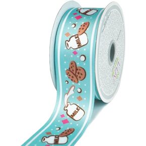 أشرطة LUV SMC1102-AQUA SATIN 1 2 "Milk & Cookies Ribbon ، Aqua Ribbon