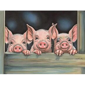 Bimkole DIY 5D Diamond Painting Kit Three Little Pigs by Number Kits Paint with Diamonds Arts DIY for Home Decor, 12X16 inch(m3-275)