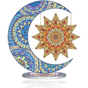 Jishshay Diamond Painting Tabletop Decoration 5d Diy Moon Star Diamond Art Desk Ornament Mandala Mandala على شكل أكريليك سطح المكتب الزخرفة