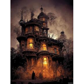 Hmdiimge 5d Diamond Painting Castle Castle Castle Correscape Cloft Round and Wall Rhinestone DIY Art Kit Home Decoration Gift 12x16 Inch