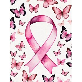 Hmdiimge Butterfly Fan Ribbon Miamond Art Clause Kits ، وعي بسرطان الثدي 5D Diamond Painting للبالغين المبتدئين DIY الحفر الكاملة جولة الفن للأحجار الكريمة للمنزل ديكور 12x16 بوصة
