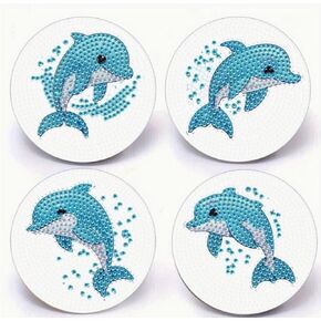 Syntego 4PCS 5D Diamond Painting Kit Disters Coasters DIY Diamond Coasters Kit for Beginners Arts and Crafts