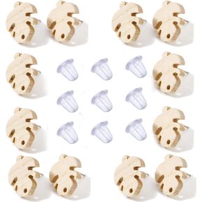 30PCS White Wood Earrings Findings for Jewelry Making Walnut Wooden Earring Making Supplies Flat Earrings Studs for Jewelry Making 15mm Earrings Posts Connectors for DIY Making