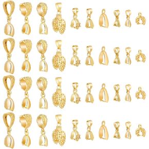 ph pandahall 10 أنماط من النحاس الذهبي الكفالة 60pcs قلادة الكفالة الموصلات سحر قرصة المشبك السنانير الجليد انتقاء الكفحات المفاجئة على السنانير لمشابك المجوهر