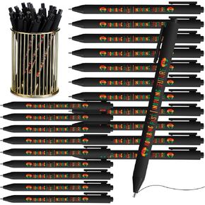 Cholemy 50 Pcs Happy Juneteenth Day Pen Bulk Juneteenth Party Favors 1865 Black American Independence Ballpoint Pens Black Ink Retractable Freedom Gifts for African American Celebration Party Favors