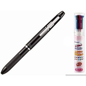 Pilot Multi-Pen Body Hi-Tec-C Coleto 500 Black Body (LHKC-50C-B) +0.3 مم إعادة ملء 10 مجموعة ألوان (LHKRF1SC310C)