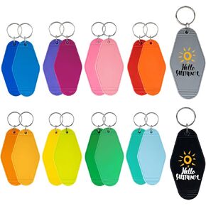 18 pcs Acrylic Vintage Motel Keychain Blank Bulk 18 Colors Rhombus Hotel Keychain for DIY Craft Accessories