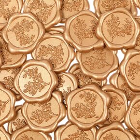 50 PCS Eucalyptus Wax Seal Steam ، ملصقات ختم الذهب الذهب الذهب ، ملصقات شمع الذهب ، ملصقات شمع الذهب لدعوات الزفاف ، عيد ميلاد ، حفل دش الزفاف ، غلاف الهدايا