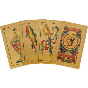 Kraft Paper Spanish Cards Deck - Briscas, Puerto Rico, Conquian, Mexican Baraja (1 Pack)