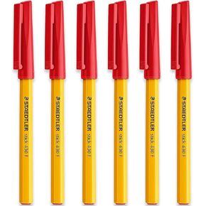 Staedtler Fine 0.3mm 430 F عصا الحبر أقلام الكتابة القلم على نحو سلس - حزمة حمراء - حزمة 6