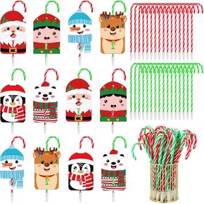 Zhanmai 144 Pcs Christmas Pens Set Include 72 Pcs Christmas Candy Cane Pen 72 Pcs Gift Cards Christmas Black Ballpoint Pens Bulk for Kids Christmas Party Favor Gift Supplies(Red and Green)