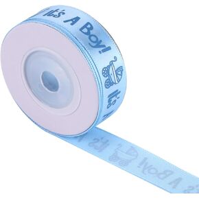 Milltrip Baby Shower Party Ribbon ، 10 Yards Roll إنه صبي أو فتاة زرقاء زرقاء استحمام الطفل.