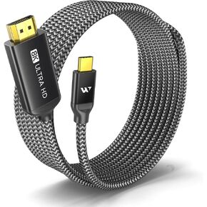 ويركي كيبل USB C الى HDMI بطول 6 قدم، 4K عند 60Hz HDR [غلاف من الالومنيوم، قابس مطلي بالذهب] سلك مضفر من النوع C الى HDMI 2.0، ثاندربولت 3/4 متوافق مع ماك بوك برو/اير، ماك، سامسونج جالاكسي، سيرفيس، in Kuwait