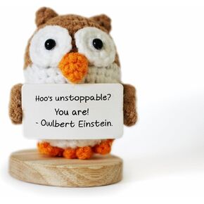 AltrEgo Emotional Support Owlbert Einstein Amigurumi Doll, Handmade Crochet with Positive Card in Saudi Arabia