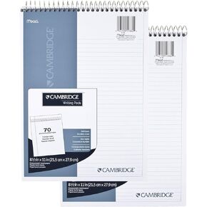 Mead Cambridge Wirebound Notebook/Notepad/Steno Book ، 8.5 × 11 بوصة ، 70 صفحة ، 140 جوانب ، 2 عبوة ، قاسية (73403)