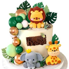 JeVenis Safari Baby Shower Cake Decoration Safari Animals Cake Decoration Wild One Cake Decoration Two Wild Cake Topper Giraffe Monkey Cake Topper