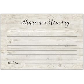 TENTADO Share A Memory Cards, 50 Rustic Wood Cards and Sign for Wedding, Birthday, Celebration of Life, Funeral, Retirement, Graduation, Life Memories, Guest Book Alternative Advice Game.