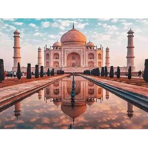 QAZWSX 5D Full Drill Diamond Painting by Numbers Kit Taj Mahal Sight DIY Diamond Rhinestone Painting Kits for Adults Embroidery Arts Craft Home Decor 30x40cm/12x16''