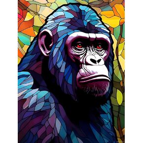 HMDIIMGE DIY مجموعات الطلاء الماس Gorilla ، مجموعات الطلاء الفنية الماس الزجاجية للبالغين ، طلاء فن الحفر الكامل بالأرقام الفن الجليدي للديكور المنزلي 12x16 بوصة