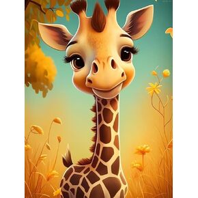 MOER SKY Fall Cartoon Little Giraffe Diamond Painting Kits, DIY Full Round Drill Diamond Art, Personalized 5D for Adult Beginners Great Gift for Friends and Family Home Wall Decor 12x16inch/30x40cm
