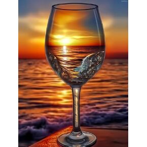 KAYEIUU Wine Glass Diamond Painting Kit for Adult, DIY Full Drill Diamond Art for Beginner, 5D Diamond Dots Kits Painting Crafts for Home Decor 12x16 inch