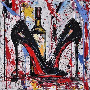 أحذية المرأة عالية الكعب والنبيذ 5D Diamond Art Painting by Number Kits للبالغين DIY الطلاء مع الحفر الكاملة مستديرة للأحجار الكريمة الفنية لديكور الجدار المنزل 13.8x13.8inch (2)