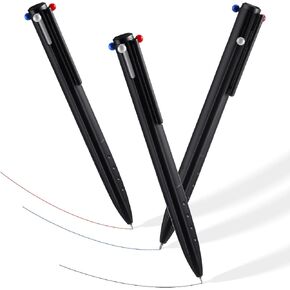 قلم متعدد الألوان ، 3pcs 3-in-1 أقلام الحبر القابلة للسحب الأسود الأحمر الحبر الأزرق الحبر 0.5 مم نقطة ناع