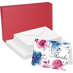 PATIKIL 25 مجموعات بطاقات ألوان مائية قطنية نقية 140 رطل/300 GSM بطاقات بريدية مستديرة مع مظاريف للطلاء الفن الإبداعي شكر ، 5 × 7 بوصة قابلة للطي (الصندوق الأزرق)