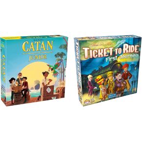 Catan Junior & Ticket to Ride First Journey Board Game Bundle-ألعاب استراتيجية ممتعة للأطفال ، الذين تتراوح أعمارهم بين 6 سنوات ، 2-4 لاعبين ، مغامرة صديقة للعائلة