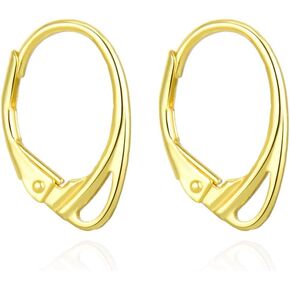 10pcs Adabele Real Yellow Gold Plated Sterling Silver Leverback Earring Hooks 23mm Oval Ear Wire Connector for DIY Earrings Jewelry Making SS15-2