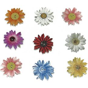 أزرار خشبية ملونة مزودة بزهرة Daisy مع 2 فتحات لحرف الخياطة DIY