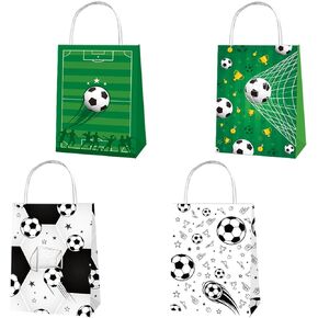 Fanost 12 Pack Soccer Goodie حقائب ، أكياس هدايا كرة القدم مع مقبض ، أكياس لكرة القدم للوجبات الخفيفة للفريق ، أكياس كرة القدم لعلاج الأطفال ، حفلة عيد ميلاد الأولاد ، حفلات كرة القدم تفضل أكياس ملفات تعريف الارتباط لكرة القدم