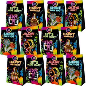 24 PCS Glow Dark Party Facs - Neon علاج الهدايا لأعياد ميلاد الأطفال وزينة حفلات النيون