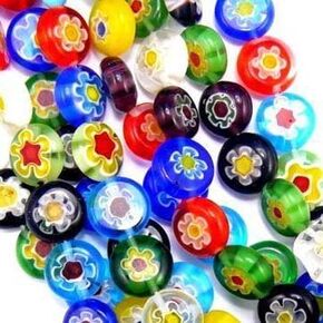 48pcs Mix Millefiori Flower Glass Coin Beads 8mm ~Loose Beads~