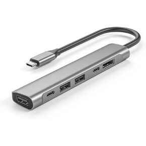 محول USB C لعرض متعدد المنافذ، محور محمول من النوع C إلى منفذ DisplayPort، منفذ شحن USB-C، USB-A لأجهزة الكمبيوتر المحمولة MacBook Pro/Air Type C