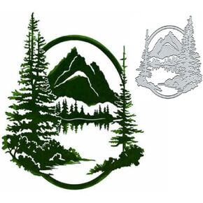 Landscape Christmas Tree Metal Die Cuts,Merry Christmas Tree Mountain Cutting Dies Cut Stencils DIY Scrapbooking Decorative Embossing Paper Scrapbooking Card Making