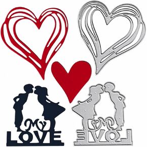 Love Heart Cutting Dies, Girl Boy Kiss Die Cuts Metal Embossing Stencils Template Mould for Card Scrapbooking and DIY Craft Album Paper Card Decor