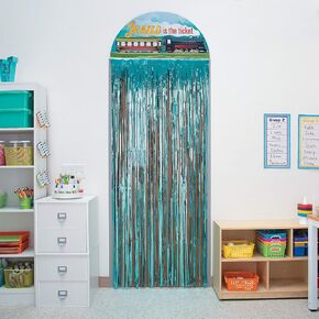 Fun Express Railroad VBS Door Curtain Border – Colorful & Vibrant Party Decor for Vacation Bible School (VBS) – Ideal for Classroom Event & Doorway Decorations – Easy to Hang Durable Design – 1 Piece